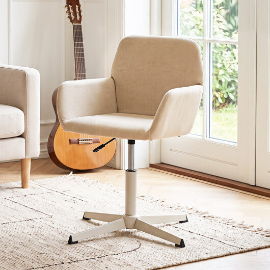 Vanity Chair with Back 360 Swivel Armchair w/ Adjustable Height for Home Office-Beige LuxuryLifeWay Online Store