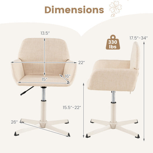 Vanity Chair with Back 360 Swivel Armchair w/ Adjustable Height for Home Office-Beige LuxuryLifeWay Online Store