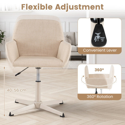 Vanity Chair with Back 360 Swivel Armchair w/ Adjustable Height for Home Office-Beige LuxuryLifeWay Online Store