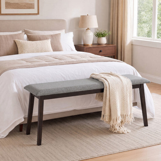 43.5 Inch Upholstered Entryway Bench with Rubber Wood Frame-Gray LuxuryLifeWay Online Store