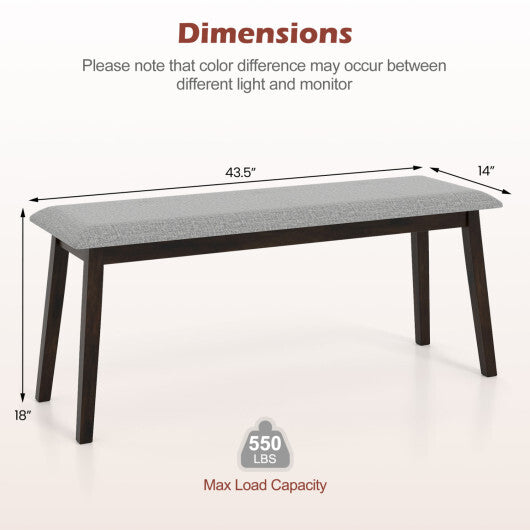43.5 Inch Upholstered Entryway Bench with Rubber Wood Frame-Gray LuxuryLifeWay Online Store