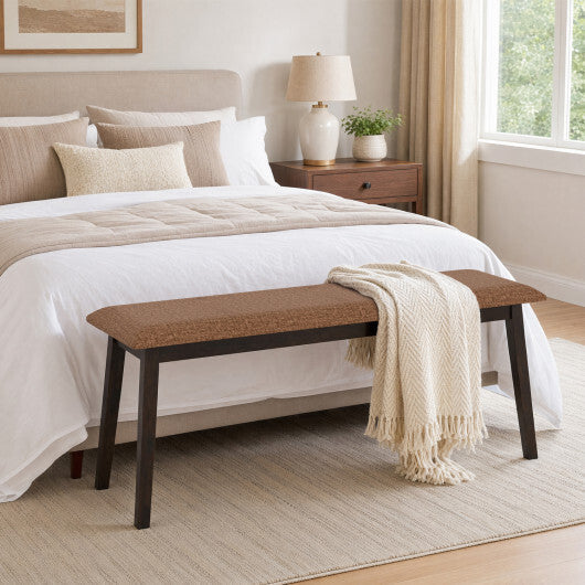 43.5 Inch Upholstered Entryway Bench with Rubber Wood Frame-Gray LuxuryLifeWay Online Store