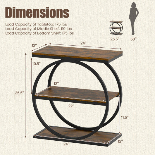 Industrial Faux Marble Side Table with Metal Frame for Living Room Bedroom-Rustic Brown LuxuryLifeWay Online Store