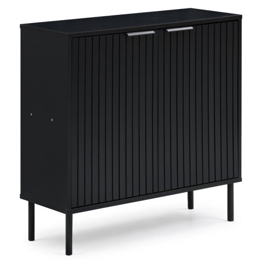 Fluted Buffet Cabinet with 2-Door Sideboard for Kitchen and Dining Room-Black LuxuryLifeWay Online Store