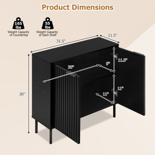 Fluted Buffet Cabinet with 2-Door Sideboard for Kitchen and Dining Room-Black LuxuryLifeWay Online Store