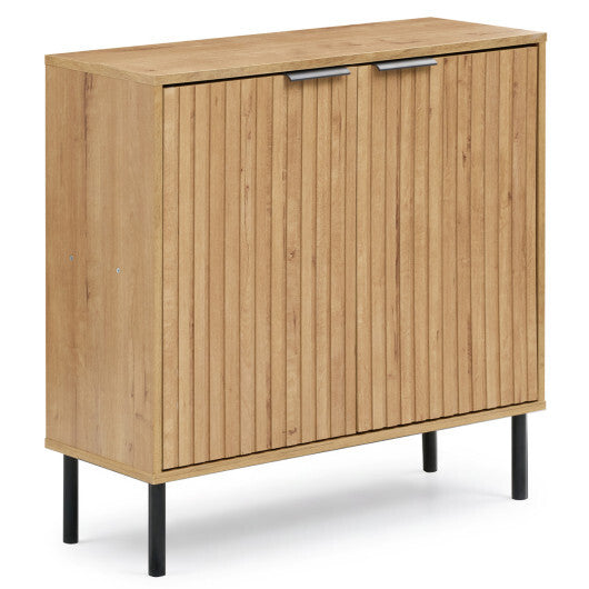 Fluted Buffet Cabinet with 2-Door Sideboard for Kitchen and Dining Room-Black LuxuryLifeWay Online Store