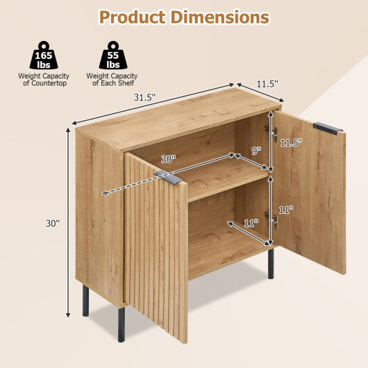 Fluted Buffet Cabinet with 2-Door Sideboard for Kitchen and Dining Room-Black LuxuryLifeWay Online Store
