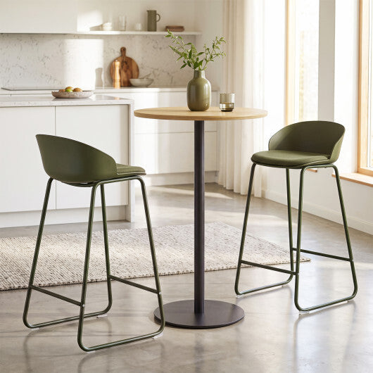 Set of 2 Counter Height Bar Stools with Curved Backrest and Metal Frame for Kitchen Dining-Gray LuxuryLifeWay Online Store