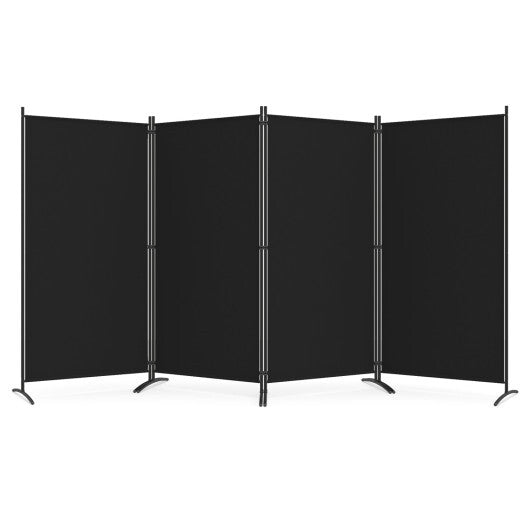 4 Panel Room Divider 6 FT Tall Folding Privacy Screen with Curved Metal Feet-Black LuxuryLifeWay Online Store
