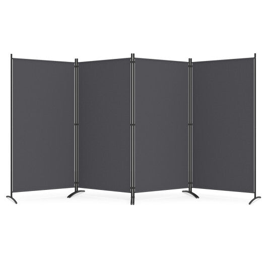 4 Panel Room Divider 6 FT Tall Folding Privacy Screen with Curved Metal Feet-Black LuxuryLifeWay Online Store