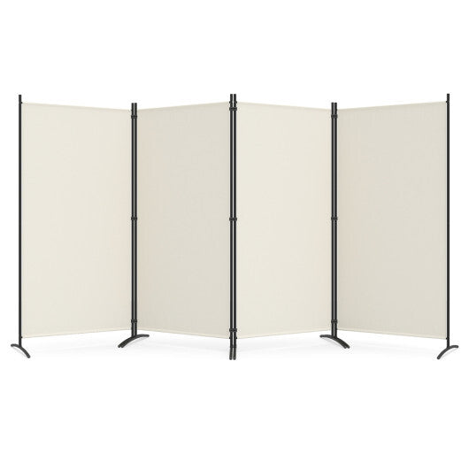 4 Panel Room Divider 6 FT Tall Folding Privacy Screen with Curved Metal Feet-Black LuxuryLifeWay Online Store