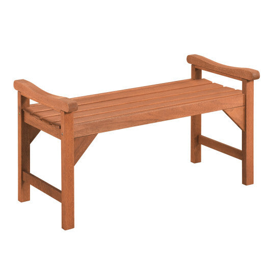 Solid Wood Backless Garden Bench with Support Handles and Curved Slatted Seat for Deck LuxuryLifeWay Online Store