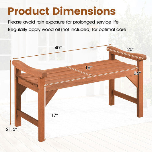 Solid Wood Backless Garden Bench with Support Handles and Curved Slatted Seat for Deck LuxuryLifeWay Online Store