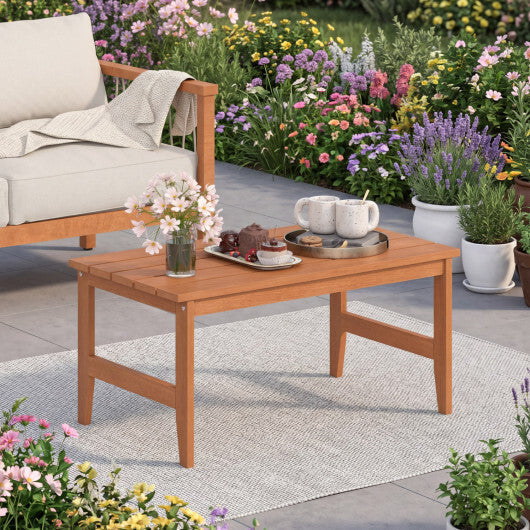 35.5" Solid Wood Outdoor Coffee Table with Rectangular Slatted Top and Teak Finish LuxuryLifeWay Online Store