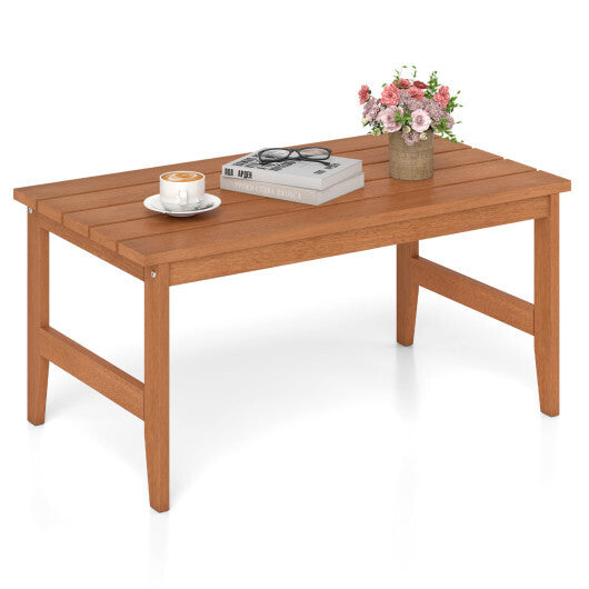 35.5" Solid Wood Outdoor Coffee Table with Rectangular Slatted Top and Teak Finish LuxuryLifeWay Online Store