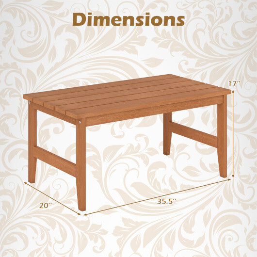 35.5" Solid Wood Outdoor Coffee Table with Rectangular Slatted Top and Teak Finish LuxuryLifeWay Online Store