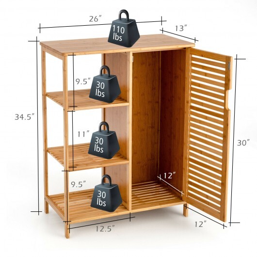 Bamboo Bathroom Storage Cabinet with Single Door-Natural - Color: Natural LuxuryLifeWay Online Store