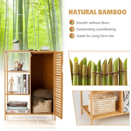 Bamboo Bathroom Storage Cabinet with Single Door-Natural - Color: Natural LuxuryLifeWay Online Store