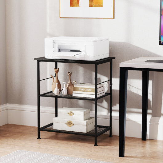 3-Tier Kitchen Serving Cart Utility Standing Microwave Rack with Hooks-Black - Color: Black LuxuryLifeWay Online Store