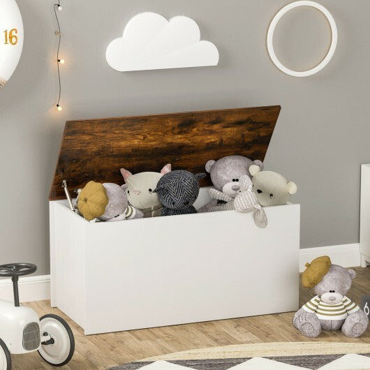 Flip-top Storage Chest with Self-hold Cover and Pneumatic Rod-White - Color: White LuxuryLifeWay Online Store