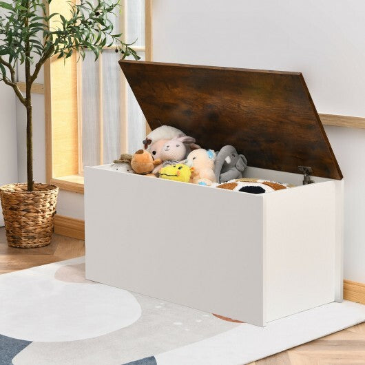 Flip-top Storage Chest with Self-hold Cover and Pneumatic Rod-White - Color: White LuxuryLifeWay Online Store