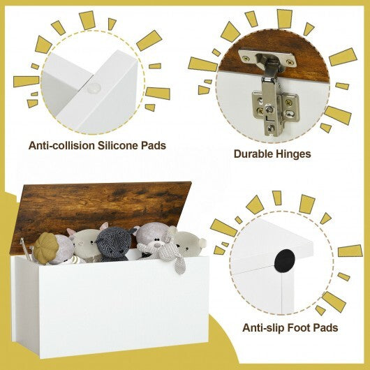 Flip-top Storage Chest with Self-hold Cover and Pneumatic Rod-White - Color: White LuxuryLifeWay Online Store