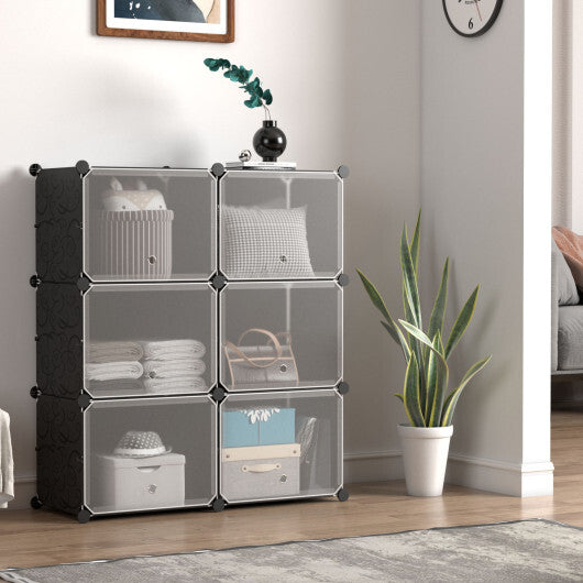 12-Cube 48 Pairs Portable Shoe Shelves with Hook-Black LuxuryLifeWay Online Store