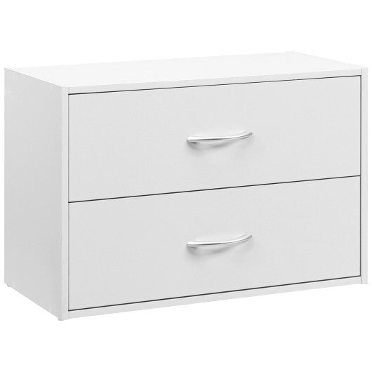 2-Drawer Stackable Horizontal Storage Cabinet Dresser Chest with Handles-Espresso LuxuryLifeWay Online Store