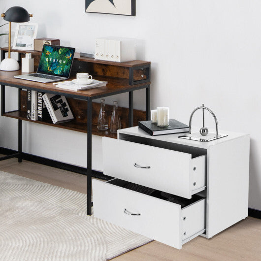 2-Drawer Stackable Horizontal Storage Cabinet Dresser Chest with Handles-Espresso LuxuryLifeWay Online Store