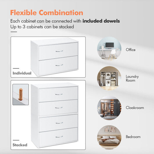 2-Drawer Stackable Horizontal Storage Cabinet Dresser Chest with Handles-Espresso LuxuryLifeWay Online Store