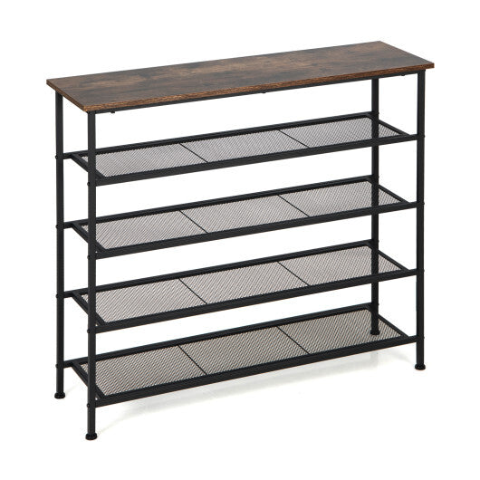 Industrial Adjustable 5-Tier Metal Shoe Rack with 4 Shelves for 16-20 Pairs LuxuryLifeWay Online Store