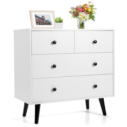 4 Drawers Dresser Chest of Drawers Free Standing Sideboard Cabinet-White - Color: White LuxuryLifeWay Online Store