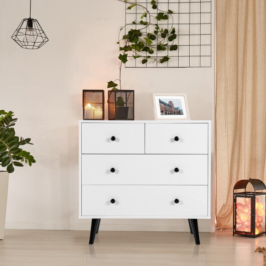 4 Drawers Dresser Chest of Drawers Free Standing Sideboard Cabinet-White - Color: White LuxuryLifeWay Online Store
