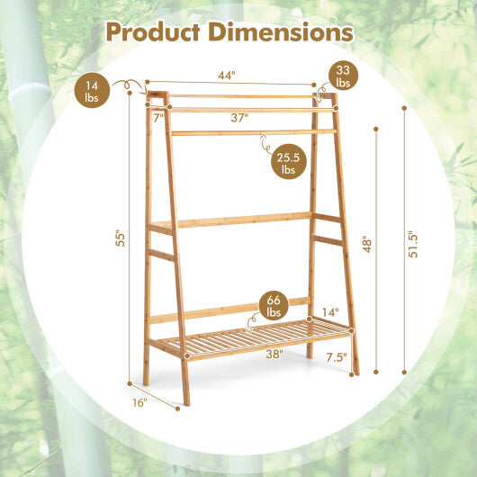 Bamboo Clothing Rack with Storage Shelves-Natural LuxuryLifeWay Online Store