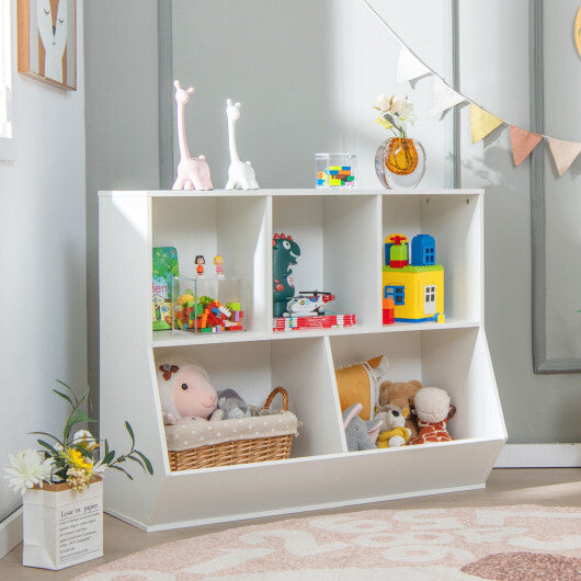 5-Cube Wooden Kids Toy Storage Organizer with Anti-Tipping Kits-Natural LuxuryLifeWay Online Store