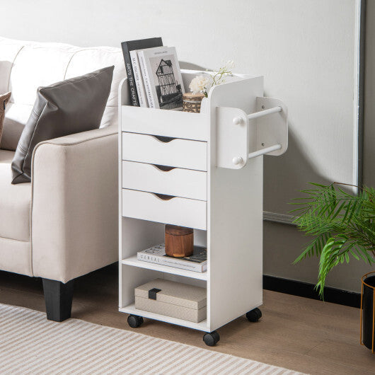 Utility Trolley with Open Shelves and 3 Drawers-Rustic Brown LuxuryLifeWay Online Store