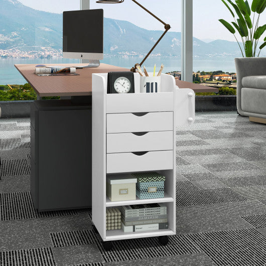 Utility Trolley with Open Shelves and 3 Drawers-Rustic Brown LuxuryLifeWay Online Store