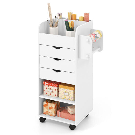 Utility Trolley with Open Shelves and 3 Drawers-Rustic Brown LuxuryLifeWay Online Store