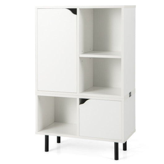 Stackable Bookcase with Adjustable Shelf and Cubes-White LuxuryLifeWay Online Store