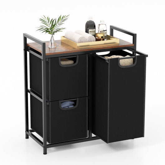 Laundry Basket Organizer Dirty Clothes Hamper with Shelf and 3 Removable Bags-Rustic Brown LuxuryLifeWay Online Store