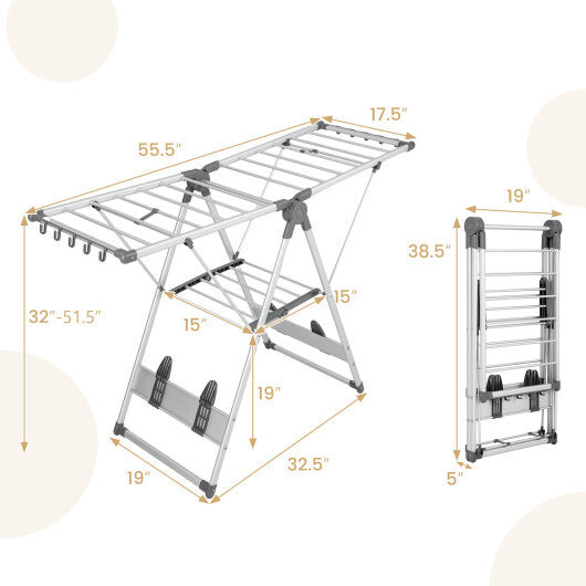 2-Layer Folding Clothes Drying Rack with 5-Level Adjustable Height LuxuryLifeWay Online Store