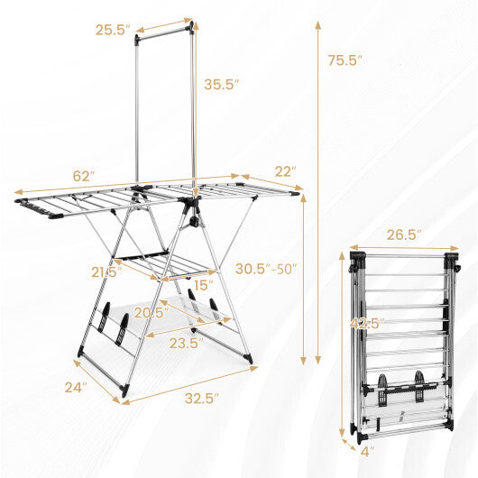 Clothes Drying Rack with 6-Level Adjustable Height LuxuryLifeWay Online Store
