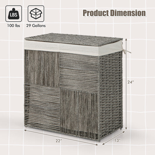 29 Gallons Laundry Hamper with Convenient Handles and Removable Liner Bag-Gray LuxuryLifeWay Online Store