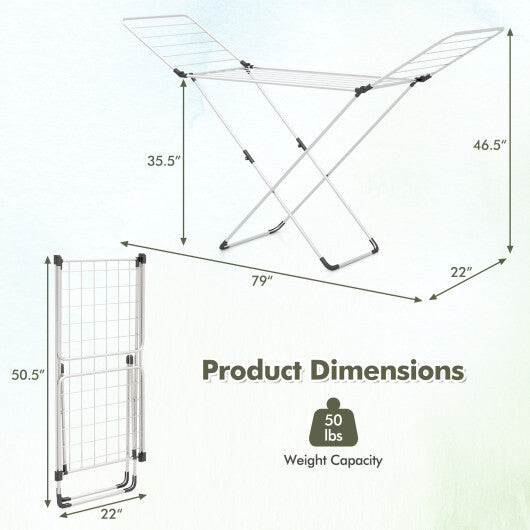 Folding Clothes Drying Rack with Adjustable Wings for Indoor and Outdoor Use LuxuryLifeWay Online Store