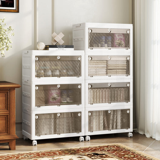 44 Gal 4-Pack Stackable Plastic Storage Bins with Lid for Bedroom Living Room-White LuxuryLifeWay Online Store