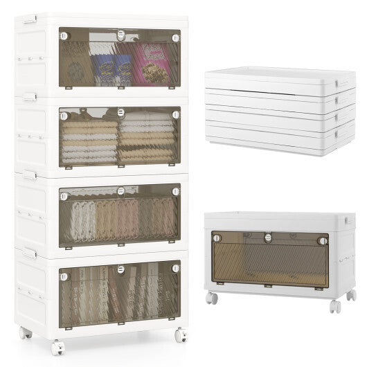 44 Gal 4-Pack Stackable Plastic Storage Bins with Lid for Bedroom Living Room-White LuxuryLifeWay Online Store