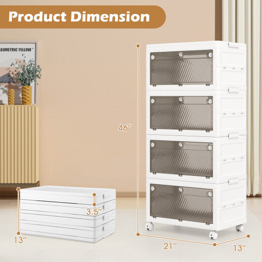 44 Gal 4-Pack Stackable Plastic Storage Bins with Lid for Bedroom Living Room-White LuxuryLifeWay Online Store