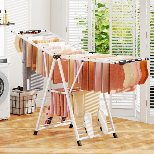 72.5 Inches Clothes Drying Rack with Height Adjustable Wings-Beige