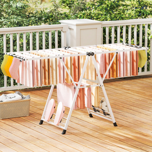 72.5 Inches Clothes Drying Rack with Height Adjustable Wings-Beige