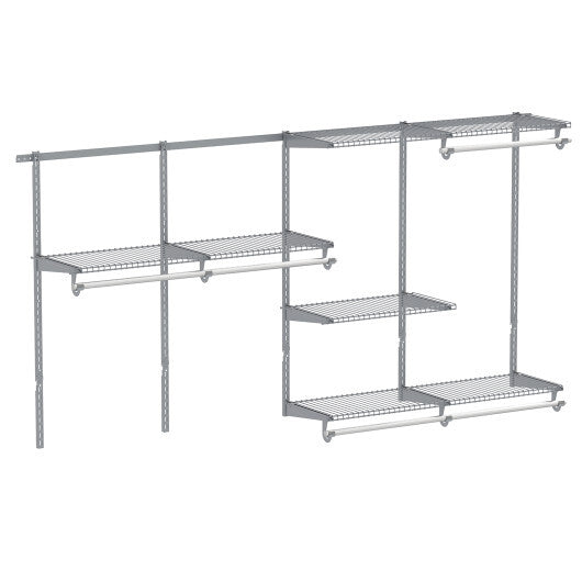 Closet System 4-8 FT Wall-Mounted Closet Shelves and Rod-Gray LuxuryLifeWay Online Store